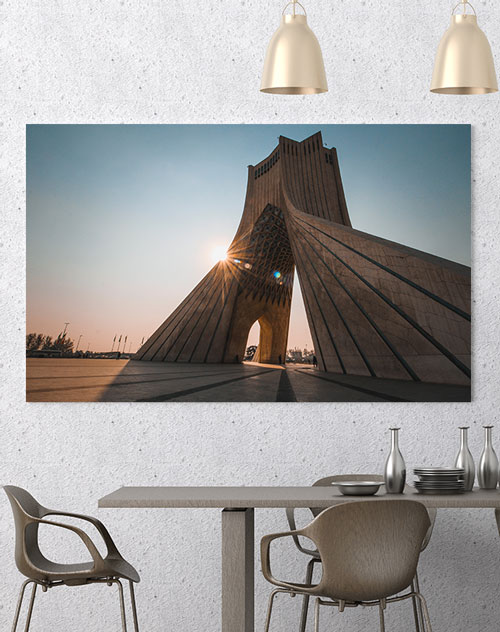 تابلو عکس برج آزادی تهران همراه با غروب آفتاب