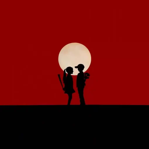 طرح تابلو مینیمال 2 عاشق در نگاه ماه