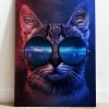 تابلو فانتزی گربه خوش رنگ با عینک