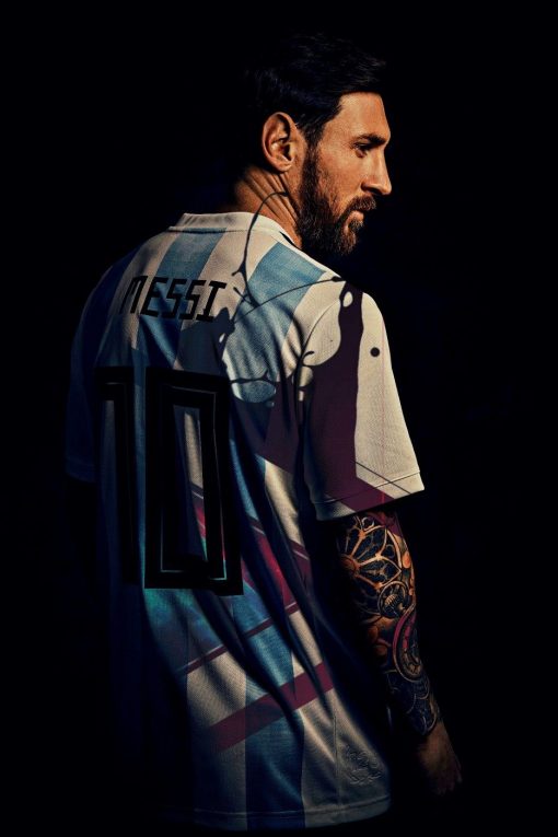 خرید تابلو ورزشکاران لیونل مسی با لباس تیم ملی آرژانتین به همراه هدیه ویژه