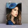 تابلو هنری دختری با کلاه آبی