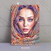 تابلو هنری دختری زیبا با روسری گل گلی