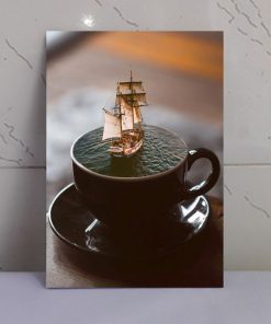 تابلو فانتزی قهوه و کشتی شناور