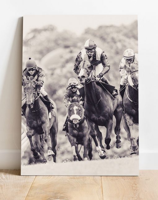 تابلو ورزشکاران اسب سوار و مسابقه اسب دوانی