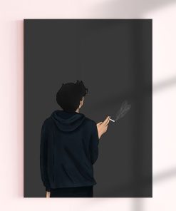 تابلو سیاه و سفید پسر سیگاری مدرن