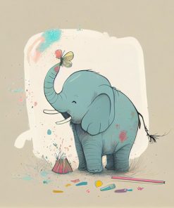 قیمت و خرید تابلو اتاق کودک نقاشی فیل و پروانه