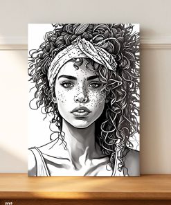 تابلو فانتزی باکیفیت طرح نقاشی خطی دختر جسور
