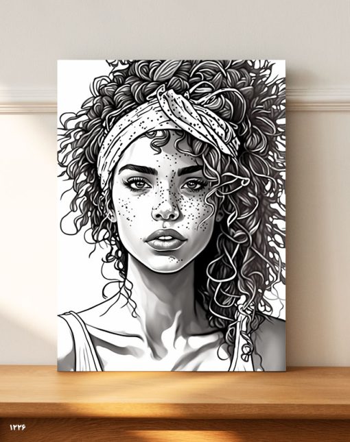 تابلو فانتزی باکیفیت طرح نقاشی خطی دختر جسور