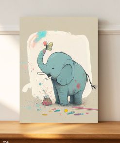 تابلو اتاق کودک نقاشی فیل و پروانه