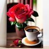 تابلو برای کافه طرح قهوه با تزیین گل