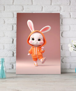 تابلو اتاق کودک طرح خرگوش نارنجی