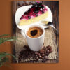 تابلو برای کافه طرح یک برش کیک یک فنجان قهوه تلخ