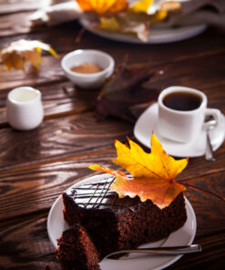 قیمت و خرید تابلو برای کافه طرح کافه پاییزی و بشقاب کیک