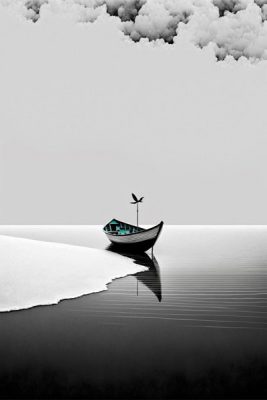خرید تابلو سیاه و سفید قایق در دریا