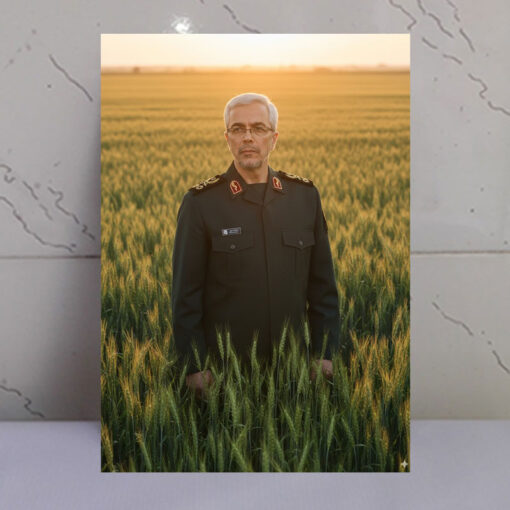 قاب شاسی شهید سردار محمد باقری در دشت گندم زار