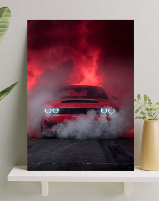 تابلو ماشین دوج چلنجر با دود غلیظ