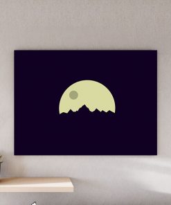 تابلو مینیمال طلوع ماه از پشت کوه