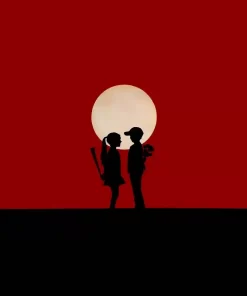 طرح تابلو مینیمال 2 عاشق در نگاه ماه
