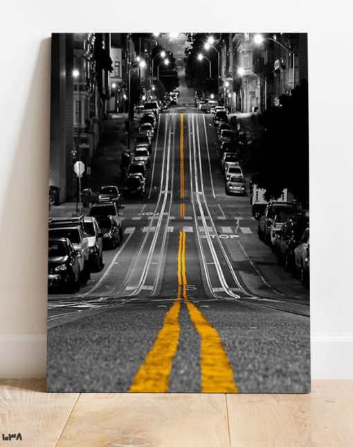 تابلو سیاه و سفید خیابان طولانی