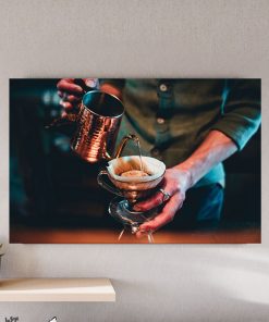 تابلو برای کافه طرح ریختن قهوه و باریستا
