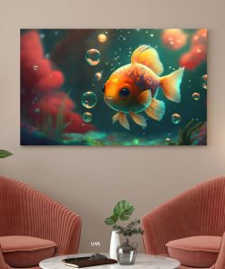 تابلو اتاق کودک طرح ماهی کوچولوی خوش رنگ