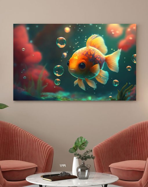 تابلو اتاق کودک طرح ماهی کوچولوی خوش رنگ