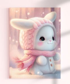 تابلو اتاق کودک طرح خرگوش در برف و سرما