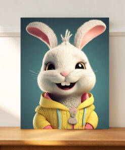 تابلو اتاق کودک خرگوش با دندان های خرگوشی و لبخند
