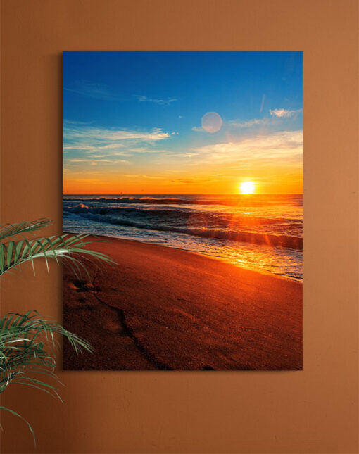 تابلو طبیعت غروب خورشید از کنار ساحل