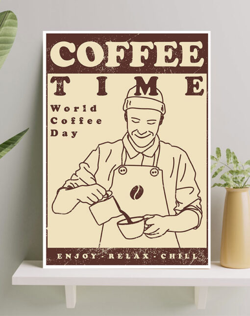 تابلو شاسی دکوراتیو کافه با طرح نقاشی coffee time