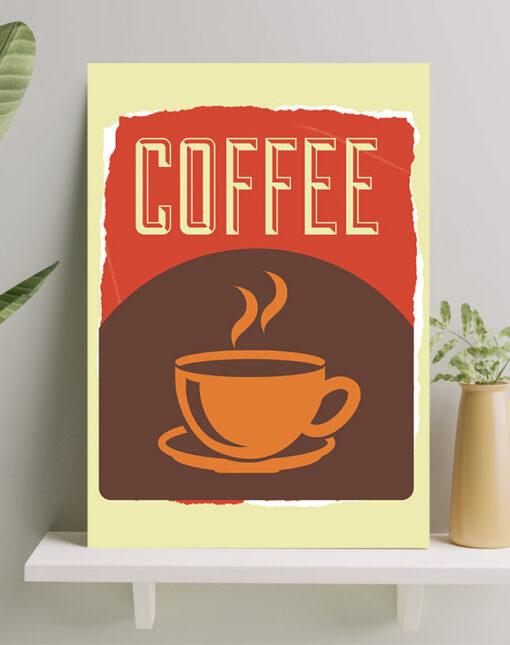 تابلو شاسی طرح نقاشی coffee برای کافه