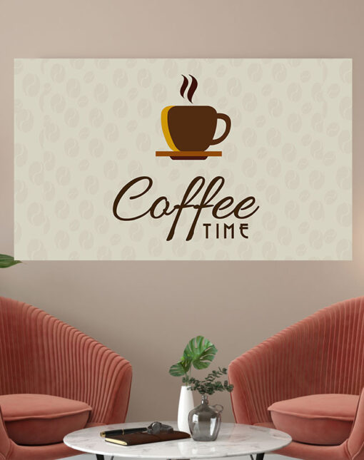 خرید و قیمت تابلو شاسی مدرن کافه طرح coffee time با چاپ لاستر