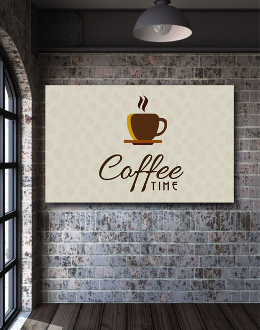 تابلو شاسی مدرن کافه طرح coffee time با چاپ لاستر