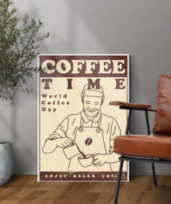 تابلو شاسی طرح نقاشی coffee time برای کافه