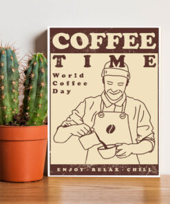 خرید و قیمت تابلو شاسی دکوراتیو کافه با طرح نقاشی coffee time