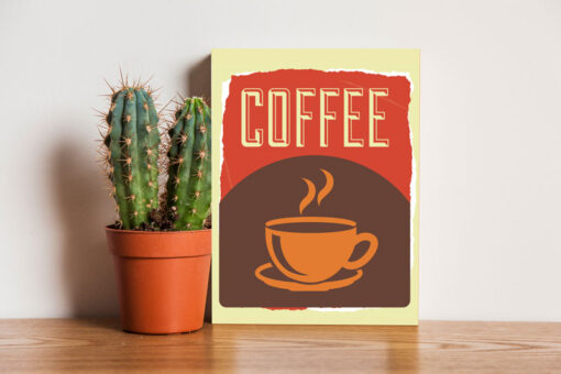 خرید و قیمت تابلو شاسی طرح نقاشی coffee برای کافه