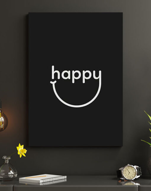 قیمت و خرید تابلو نوشته happy خوشحال