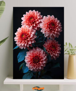 تابلو شاخه گل با غنچه های صورتی