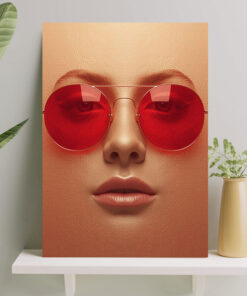 تابلو فانتزی صورت دختری با عینک