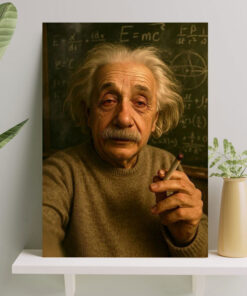 تابلو فانتزی انیشیتین با سیگار