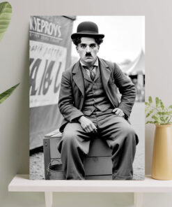 تابلو چارلی چاپلین در صحنه فیلم طرح سیاه و سفید